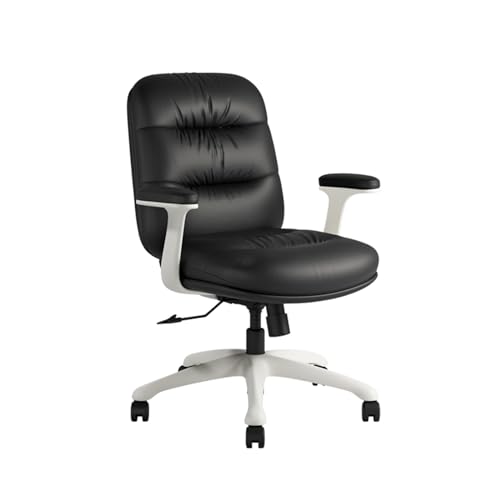 Bürostuhl ComputerSchreibtischstuhl Leder Drehstuhl Exekutivstuhl höhenverstellbar Lendenabstützung Home Office (grau: schwarz) Stabilize von YRPEVFGAS