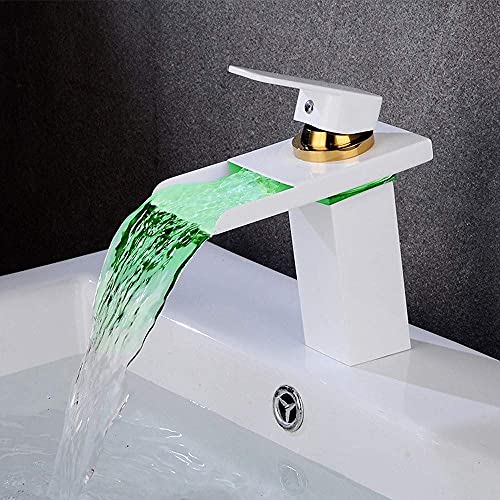 Kommerzieller Badezimmer-LED-Wasserfall-Wasserhahn, heißer und kalter Badewannen-Wasserhahn, Wasserhahn, Temperaturregelung, Wasserfall-Wasserhähne/28 cm, gut Stabilize von YRPEVFGAS