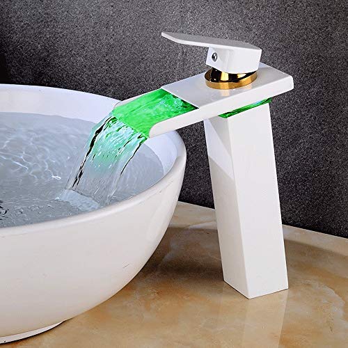 Kommerzieller Badezimmer-LED-Wasserfall-Wasserhahn, heißer und kalter Badewannen-Wasserhahn, Wasserhahn, Temperaturregelung, Wasserfall-Wasserhähne/28 cm, gut Stabilize von YRPEVFGAS