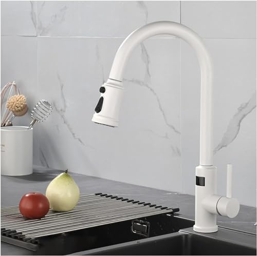 Spültischarmaturen, Küchenarmatur, Küchenarmatur, LED-Touch-Digital-Temperaturanzeige, mit Pull-Down-Sprüher und 3 Modi, Wasserhahn aus Edelstahl 304 für Küchenspüle, Schwarz (Farbe: OneColor) von YRPEVFGAS