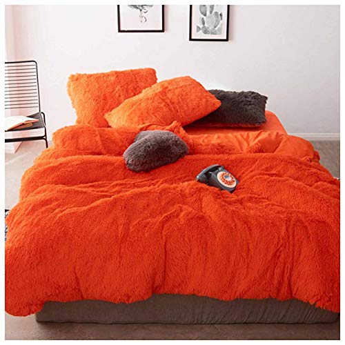 YRRA Plüsch- Doppelt Bettlaken King Size, Sanft 4-teiliges Set Qualität extra Lichtecht Warm Seidig Bequem, für Hauptschlafzimmer,Orange,220x240cm von YRRA