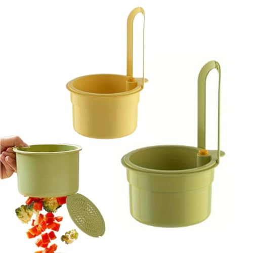 Spülbecken Sieb & Siebkorb Spüle - Multi-functionaler Abfluss Korb + Wasserhahn Hängender Filterkorb, Küchenspüle Organizer (Gelb+Grün) von YRSM-MR