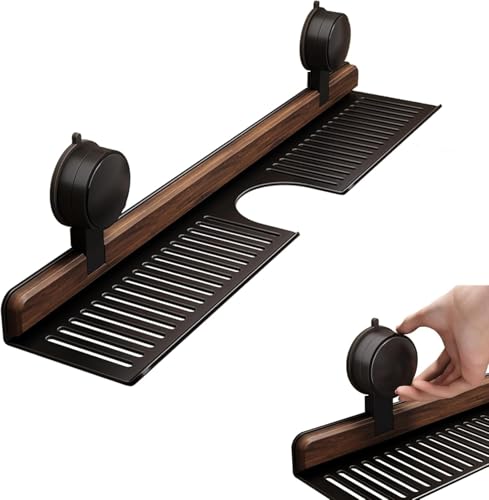 Walnuss-Regal mit Saugnapf, Wasserhahn-Organizer Für Badezimmer, Waschbeckenregal über dem Wasserhahn, Wandmontiertes Regals Ohne Bohren Waschbeckenregal Für Badezimmerarmaturen (Weiß, 52.5CM) von YRSM-MR