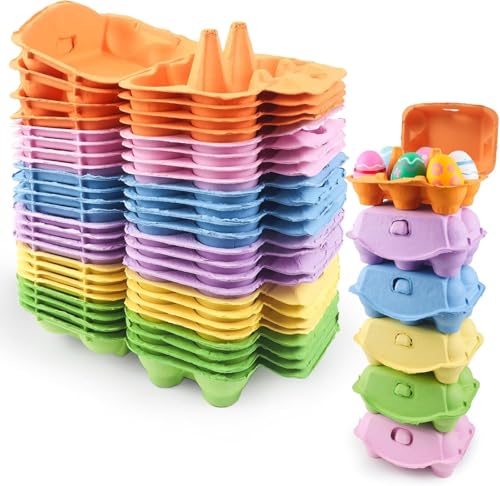 YRSM-MR 12 Stücke Eierkarton 6er Eierschachtel Pappe Wiederverwendbare Eierschachtel 6er Eierkartons aus Naturzellstoffpapier Eierschachtel Eierbox Eier Behälter für Hühner Enten von YRSM-MR