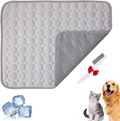 YRSM-MR Pfotenfrost Matte für Katzen Hund, kühlmatte Hund, 3-Schicht-System Selbstkühlende Kühlmatte Haustier Waschbar für Zuhause, Auto, Garten Oder Unterwegs von YRSM-MR
