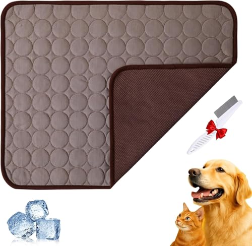 YRSM-MR Pfotenfrost Matte für Katzen Hund, kühlmatte Hund, 3-Schicht-System Selbstkühlende Kühlmatte Haustier Waschbar für Zuhause, Auto, Garten Oder Unterwegs von YRSM-MR