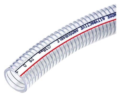 PVC-Schlauch, Stahldraht, Helix-Rohr, Innendurchmesser, 38 mm, transparenter flexibler Schlauch, 1 m Länge, mit 2 Klemmen, Verbindungspumpe, Schnittstellenrohr (Wandstärke 4 mm) von YRTHFJTJ