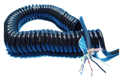 Spiralförmiges Netzkabel mit flexibler Spiralfeder, 10 Adern, doppelt geschirmtes Netzwerk-Spiralkabel, 20 AWG, dehnbar von 1 bis 15 Metern(Stretch 14 meter) von YRTHFJTJ