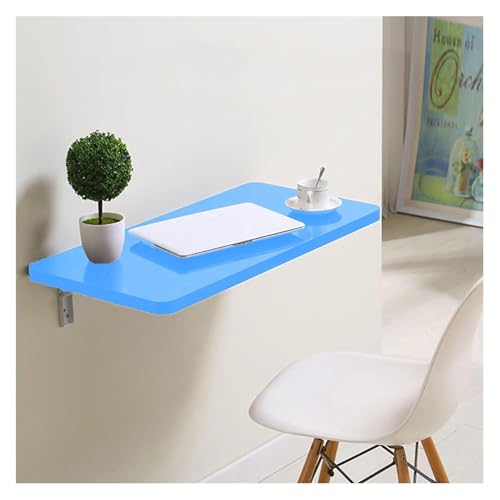 YRTHFJTJ Schwebender Klapptisch, montierter Schreibtisch für kleine Räume, platzsparender Hängetisch aus Holz für Arbeitszimmer, Schlafzimmer, Waschküche, Balkon, Küche (Blau, 90 x 30 cm) von YRTHFJTJ