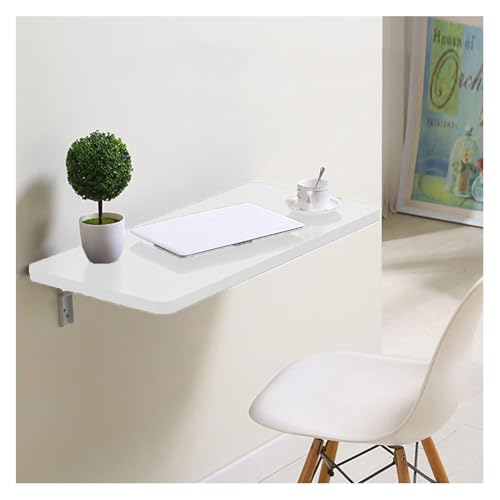 YRTHFJTJ Schwebender Klapptisch, montierter Schreibtisch für kleine Räume, platzsparender Hängetisch aus Holz für Arbeitszimmer, Schlafzimmer, Waschküche, Balkon, Küche (weiß, 70 x 50 cm) von YRTHFJTJ