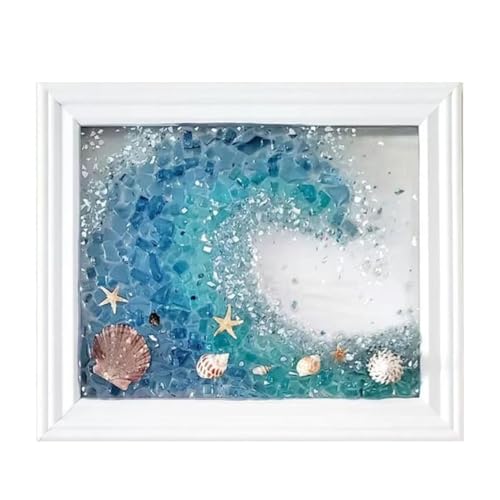 Freundschafts Seeglas Kunstwerk, 2024 Neue Sea Glass Art Kit Seeglas Fotorahmen Meerglas Kunst Kits Kunstset Für Heimdekoration, 17x17cm von YRTUOP