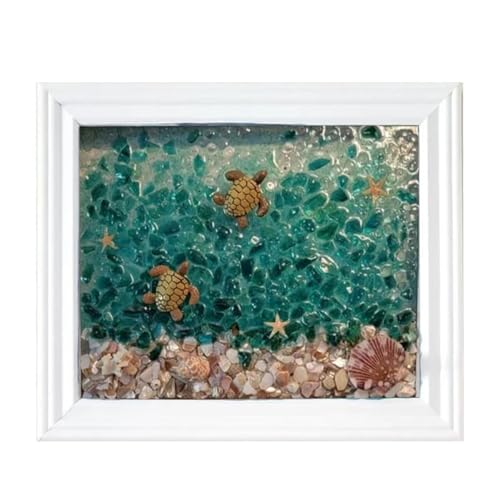 Freundschafts Seeglas Kunstwerk, 2024 Neue Sea Glass Art Kit Seeglas Fotorahmen Meerglas Kunst Kits Kunstset Für Heimdekoration, 17x17cm von YRTUOP