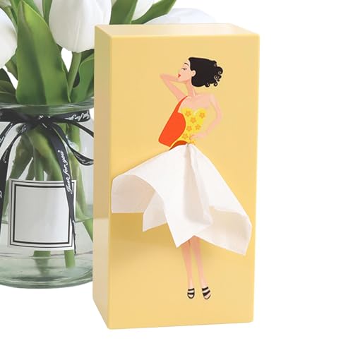 Taschentuchbox Mit Fliegendem Rock, Retro Mädchen Taschentücher Box Moderner Und Dekorativer Taschentuchspender Tücherbox Für Esszimmer Badezimmer Schlafzimmer Auto Büro, 9x13x25.5cm von YRTUOP