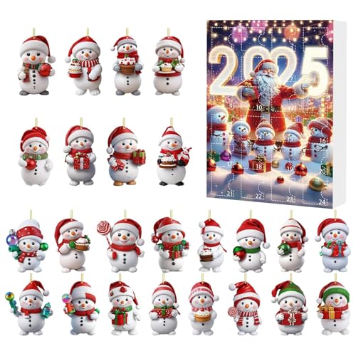YRTUOP Acryl Ornament Adventskalender,2D Flacher Weihnachtsanhänger Countdown - 24 Tage Sammelornament Fest Adventszeit Für Schlafzimmer Wohnzimmer Zuhause Kamin Fenster von YRTUOP