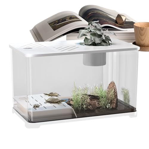 YRTUOP Aquarium Becken - Großes Desktop Aquarium - Moderner Panorama-Behälter Mit Schildkröten-Ruhebereich Für Guppy Kampffisch Qualle Garnele Wohnung Büro von YRTUOP