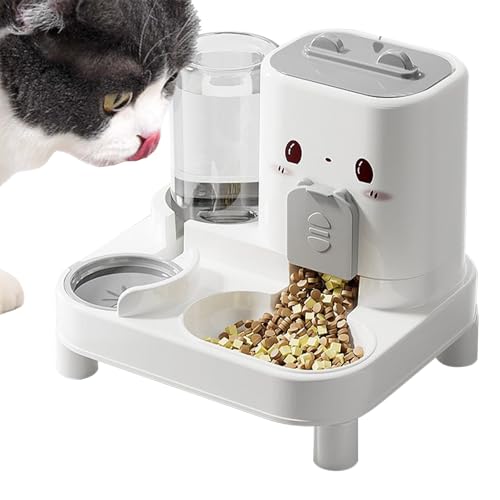 YRTUOP Automatischer Katzenfutterautomat - 2 In 1 Automatischer Haustierfutterspender - Abnehmbarer Trinknapf Für Hunde Katzen Unterwegs Zuhause von YRTUOP