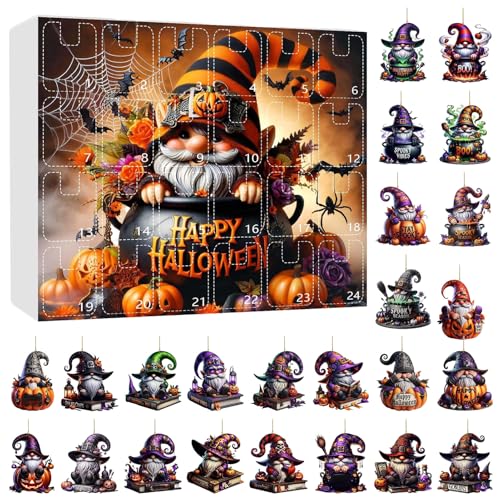 YRTUOP Halloween Countdown Kalender Mit Anhängern | 24 Tage Dekoration Für Fenster Haustür Fensterbank | 2D Acryl Deko für Kamin Rucksack Innenbereich Spukhaus Baumdekoration von YRTUOP