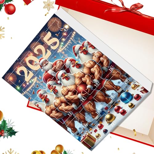 YRTUOP Hühner Weihnachtsschmuck,24 Tage Weihnachtsschmuck Countdown Kalender 2025 | Tieranhänger Acryl Huhn Figuren Deko für Christbaum Fenster Wand Tür Party Auto Spiegel von YRTUOP