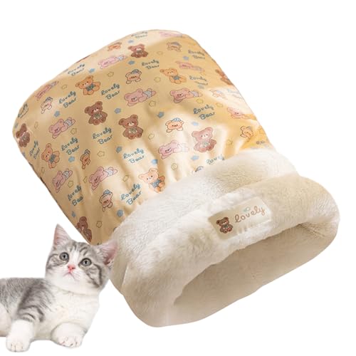 YRTUOP Katzen Schlafsack,Winter Katzenbett Wärme - Dickes Warmes Waschbares Haustierhöhle Für Herbst Winter Kleine Tiere Innen Außen Reise Ruheplatz von YRTUOP