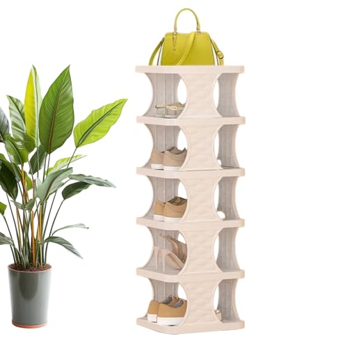 YRTUOP Organizer | 6-Etagen Aufbewahrungsständer Für Schuhe Im Wohnheim - Zusammenklappbar Boden Wandschrank Flur Ecke Wohnung Schlafzimmer von YRTUOP