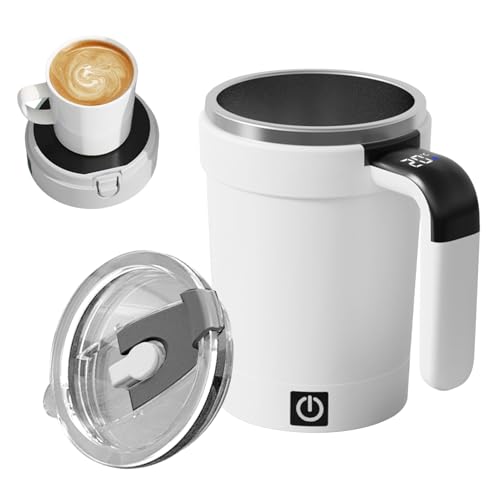 YRTUOP Selbstrührender Kaffeebecher - Kaffeebecher Mit Automatischer Rührfunktion | Wiederaufladbarer Elektromixer Mit Temperaturanzeige Für Reisen Camping Milch Haushalt Dienstreise von YRTUOP