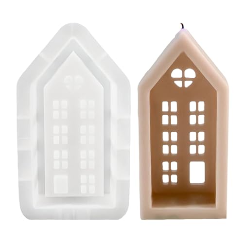 YRTUOP Silikonformen Gießformen Häuser, Kerzenhalter Haus Silikonform Weihnachten, Für Teelicht Kerzenständer Dekoration von YRTUOP