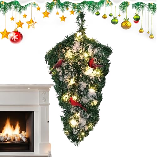 YRTUOP Umgedrehter Weihnachtsbaum,Beleuchteter Weihnachtsbaum | Künstliche Dekoration Für Tür Fensterbank Wand Decke Vorbau Wohnung Einzelhandelsgeschäft Innenarchitekten von YRTUOP