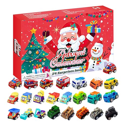 YRTUOP Weihnachts Countdown Kalender,Baufahrzeug Adventskalender Spielzeug Auto Set - Lernspielzeug Für Kinder Mädchen Spielzimmer Kindergarten Zuhause Feiertage Familie Hobby Fest von YRTUOP
