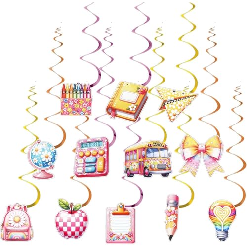 YRTUOP Wirbel Party Deko - Partyzimmer Dekoration Mit Deckenverzierung Spiralen | 12-teilige Spiralgirlande Innenraumdekoration Für Kindergarten Klassenzimmer Fenster Tür von YRTUOP