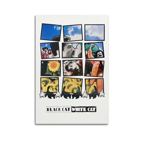 YRTWR I WBRRB Poster, Motiv: Schwarze Katze, weiße Katze, Wandkunst, Design, Gemälde für Schlafzimmer, Filme, 50 x 75 cm, ungerahmter Stil von YRTWR I WBRRB