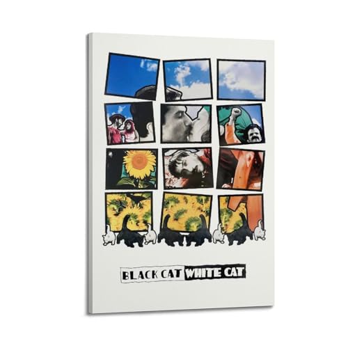 YRTWR I WBRRB Poster, Motiv: Schwarze Katze, weiße Katze, Wandkunst, Design, Gemälde für Schlafzimmer, Filme, 60 x 90 cm, Rahmenstil von YRTWR I WBRRB