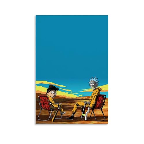 YRUAWRH Poster mit Rick and Morty (12), ästhetisches Leinwandbild, Vintage-Poster, dekoratives Gemälde für Schlafzimmer, Wohnzimmer, 50 x 75 cm, ungerahmt von YRUAWRH