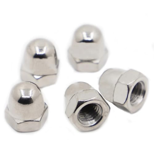 Hutmuttern, 1/5/10 Stück Sechskant-Hutmuttern aus Edelstahl 304, gewölbte Muttern for Decrotive M3 M4 M5 M6 M8 M10 M12 M14 M16, Handmutter(M10 2pcs) von YRthongXy