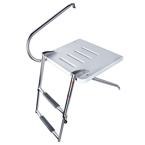 Pool Geländer, Einstiegsleiter aus poliertem Edelstahl mit ABS-Schwimmplattform und zwei Handläufen(2 Step) von YRthongXy