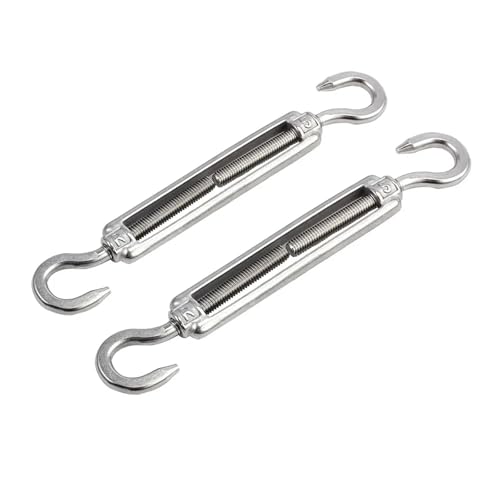 Wäscheleinen-Spanner, 2 Stück silberfarbene Haken und Haken aus Edelstahl 304, M5, M6, M8 von YRthongXy