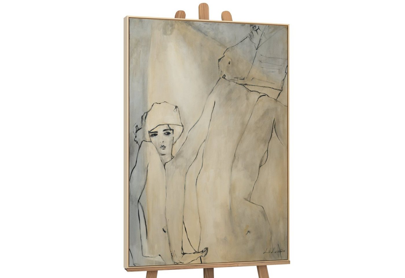 YS-Art Gemälde Amsterdam, Leinwndbild Frau vorm Spiegel mit Rahmen von YS-Art