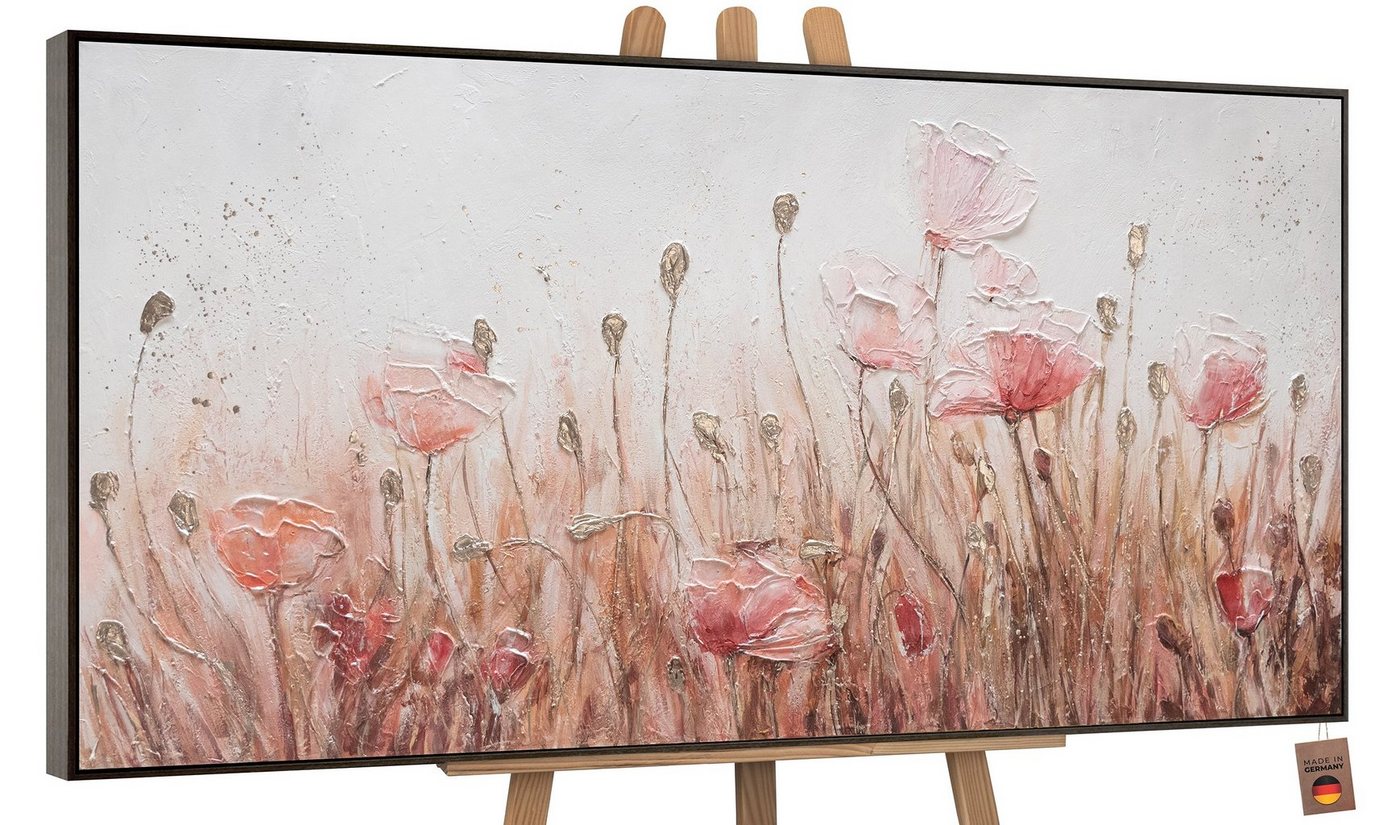 YS-Art Gemälde April, Blumen, Mohnblumen Rosa Flieder Leinwand von YS-Art