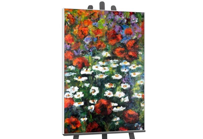 YS-Art Gemälde Blühende Weiten, Blumen, Vertikales Blumenbild im Hochformat mit einem Schattenfugenrahmen von YS-Art