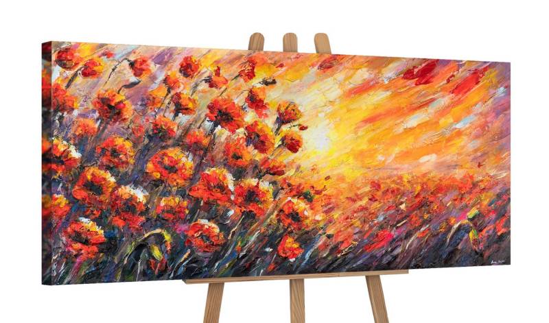 YS-Art Gemälde Leinwandbild, Blumen, Strauß, Mohn, Wandbild, Bunt, Frühling von YS-Art