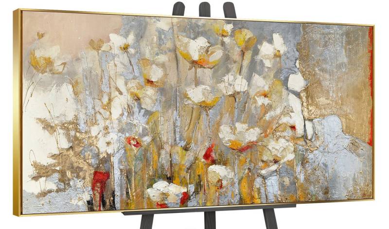 YS-Art Gemälde Frühlingsduft, Blumen, Blumenstrauß in hellen Farben, gerahmtes Leinwandbild von YS-Art