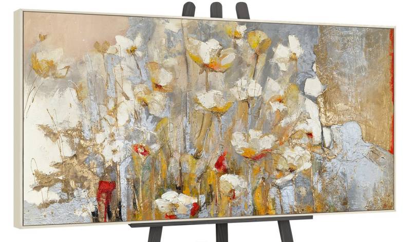 YS-Art Gemälde Frühlingsduft, Blumen, Blumenstrauß in hellen Farben, gerahmtes Leinwandbild von YS-Art