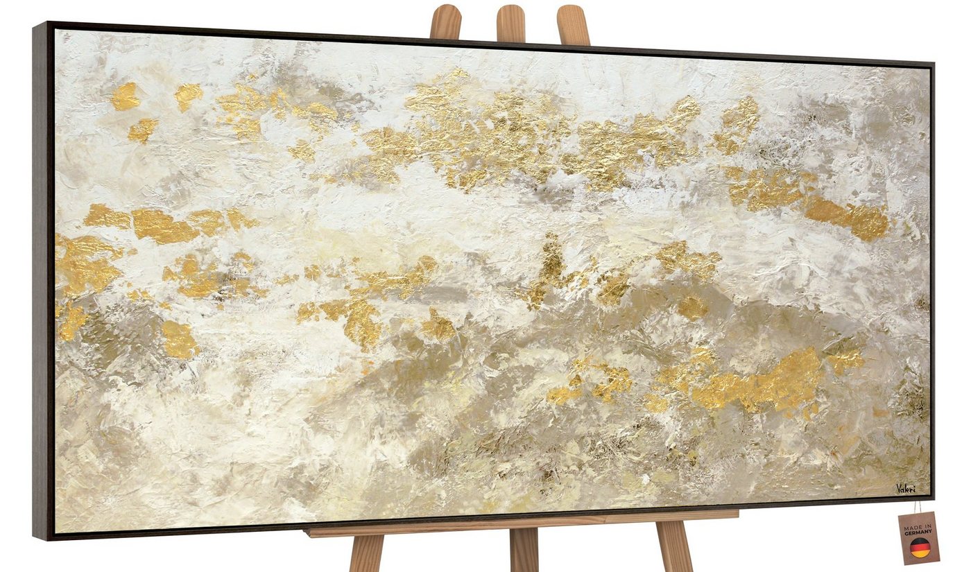YS-Art Gemälde Glänzendes Gold, Abstraktion, Leinwand Bild Handgemalt Abstrakt Gold Gelbe Beige von YS-Art
