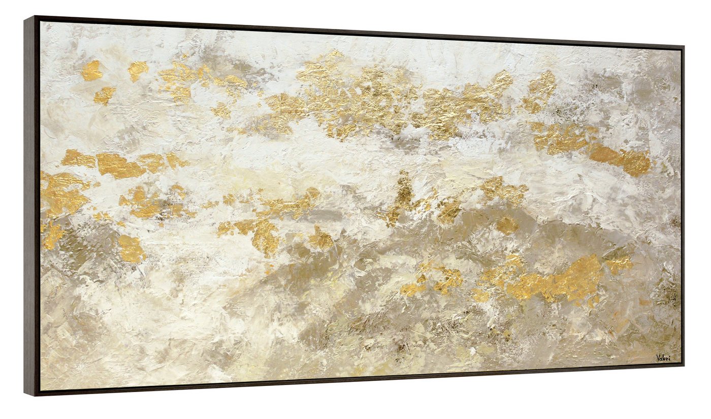 YS-Art Gemälde Glänzendes Gold, Abstraktion, Leinwand Bild Handgemalt Abstrakt Gold Gelbe Beige von YS-Art