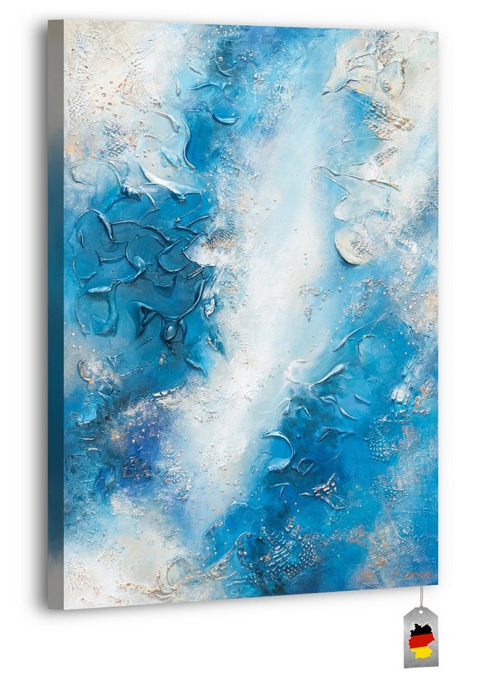 YS-Art Gemälde Pazifik, Abstraktion, Vertikales Leinwand Bild Handgemalt Abstrakt in Blau von YS-Art