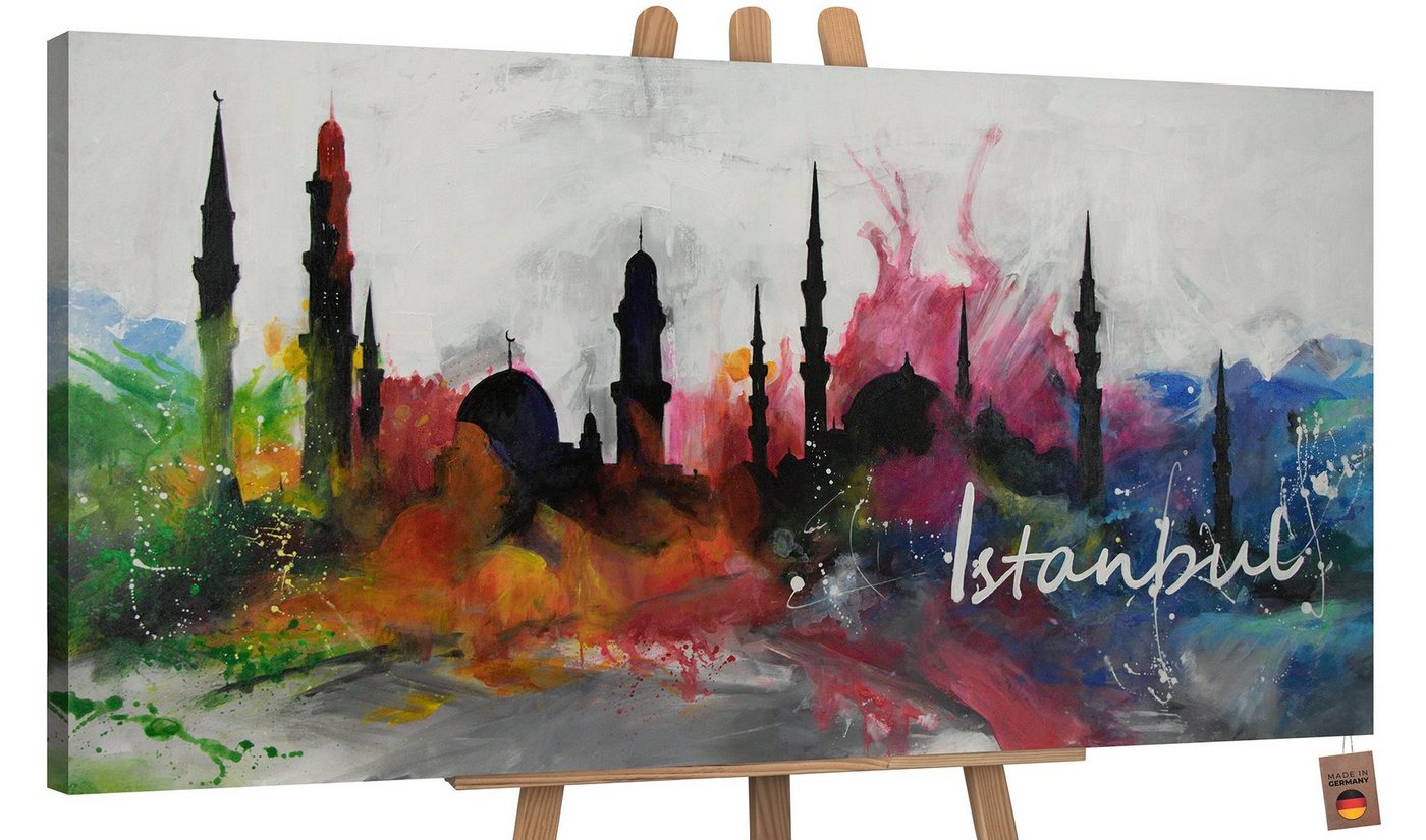 YS-Art Gemälde Istanbul, Architektur, Leinwandbild Skyline Istanbul Bunt von YS-Art