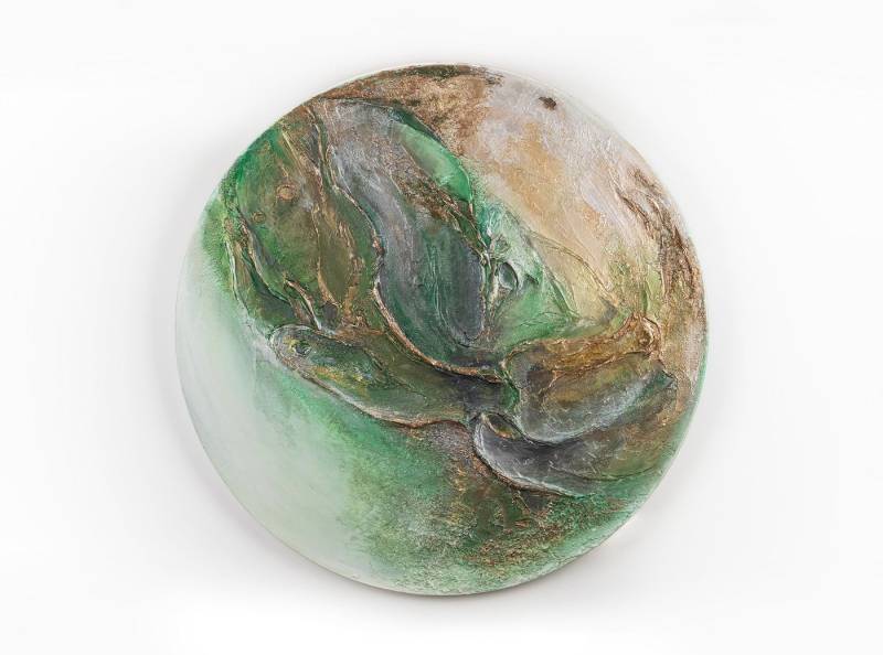 YS-Art Gemälde Planet, Erde, Neptun, Venus, Uranus, Weltall, Universum, rundes nachtleuchtendes Gemälde mit fluoreszierend Farben gemalt von YS-Art