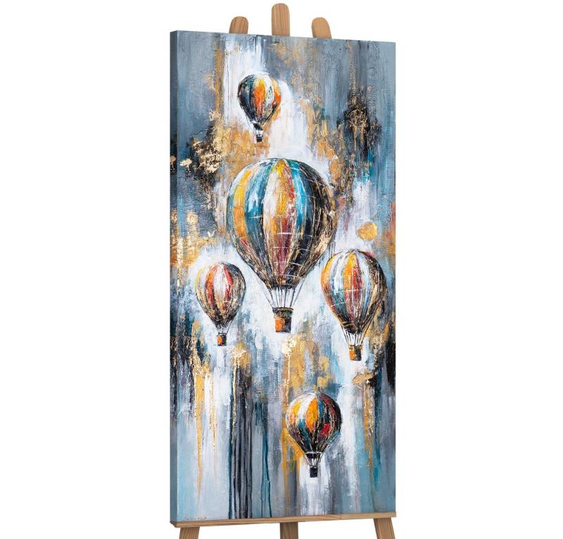 YS-Art Gemälde Leinwandbild im Hochformat, Vertikales Wandbild, Blumen, Stier, Katze von YS-Art
