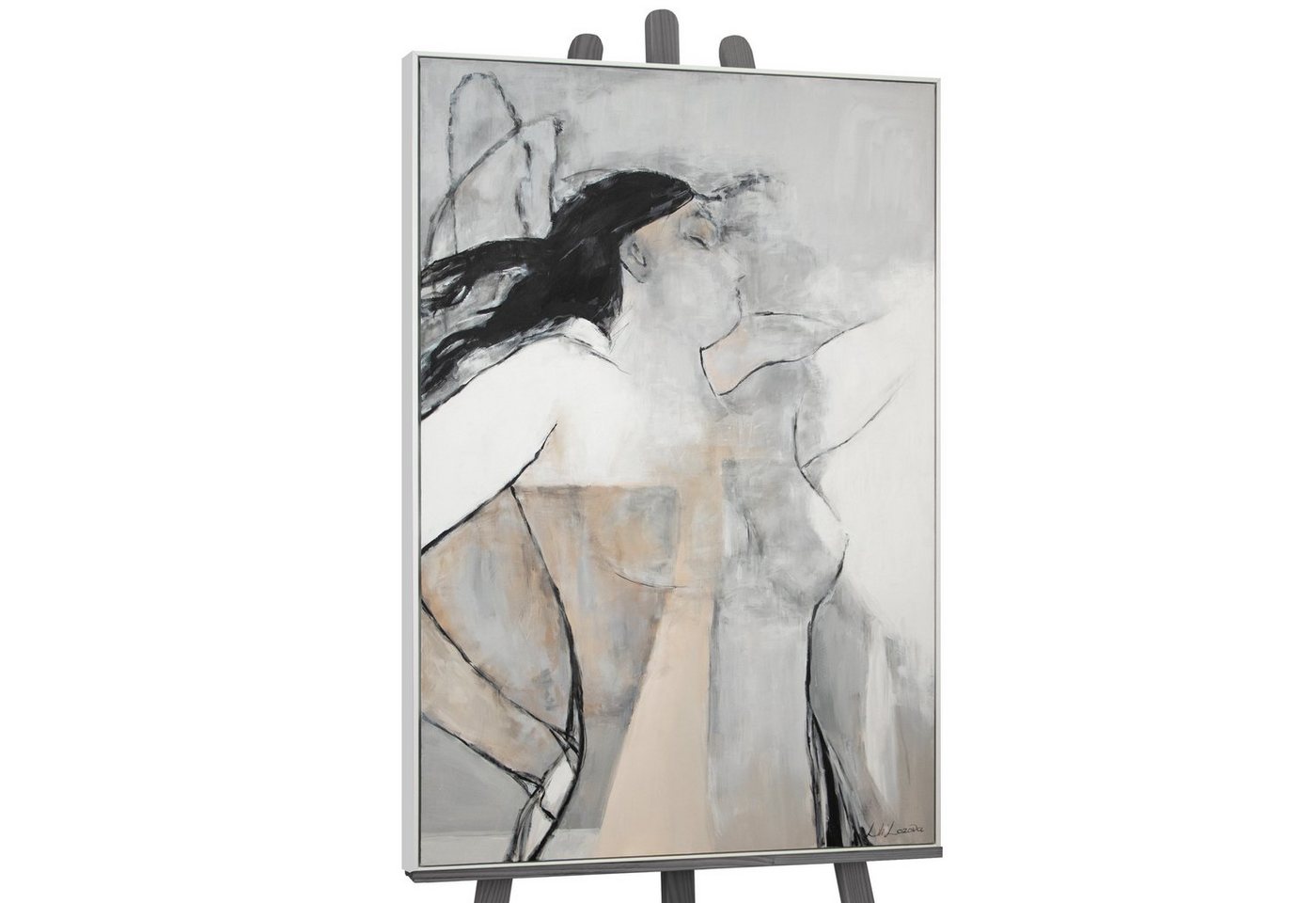 YS-Art Gemälde Mechelen, Leinwandbild Frau die am Träumen ist mit Rahmen von YS-Art