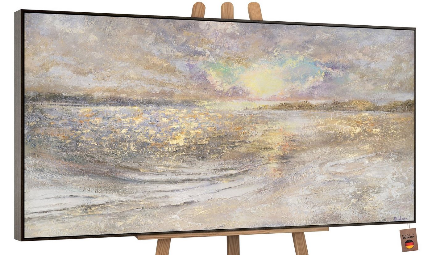 YS-Art Gemälde Meer Dämmerung, Landschaft, Leinwand Bild Handgemalt Sonnenuntergang am Meer Strand von YS-Art