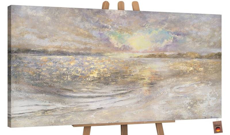YS-Art Gemälde Meer Dämmerung, Landschaft, Leinwand Bild Handgemalt Sonnenuntergang am Meer Strand von YS-Art